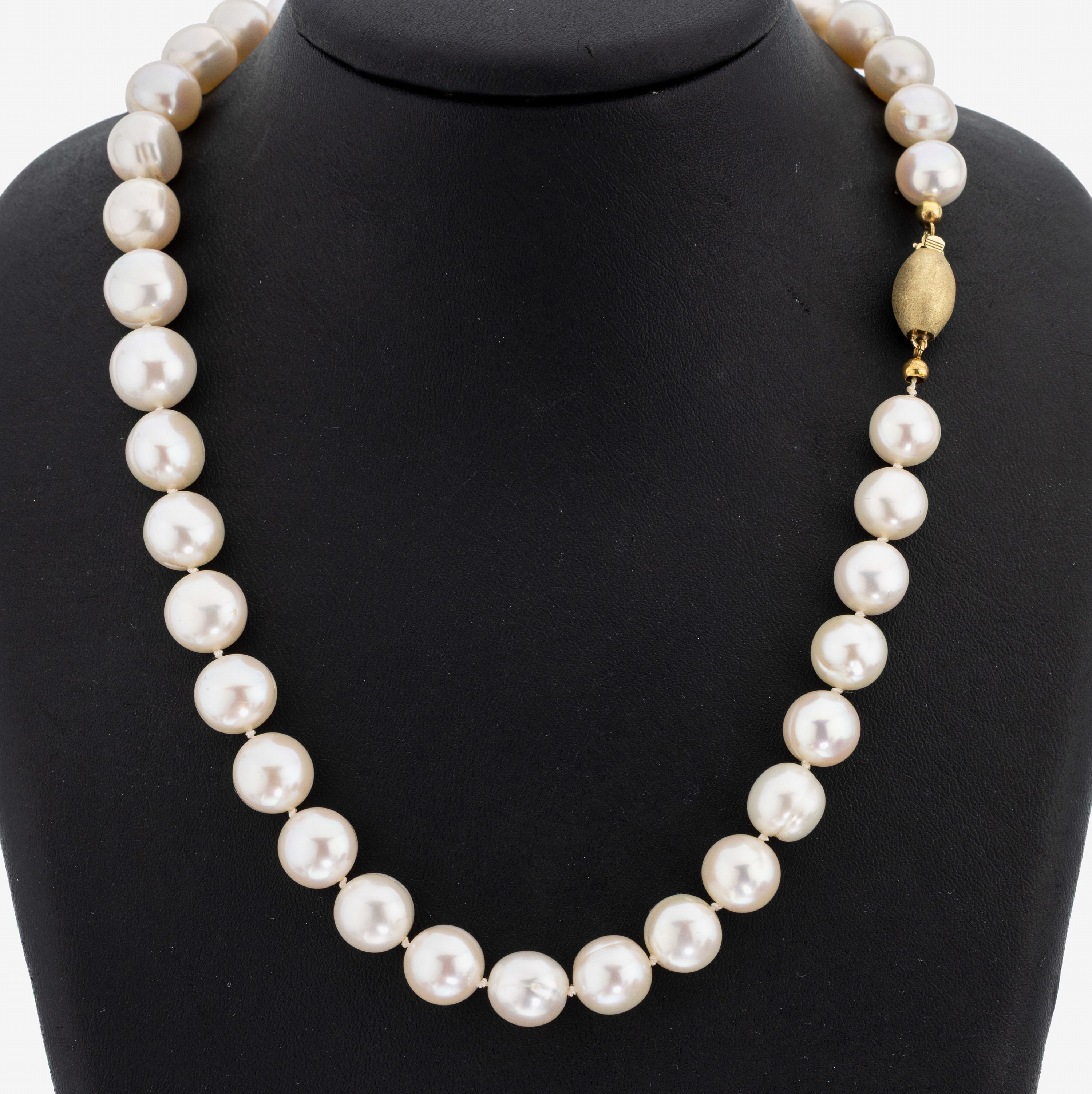 Image 27136246 - Collier aus Süßwasserzuchtperlen, Schließe GG 585/000, 37 Perlen mit nat. Merkmalen, ...