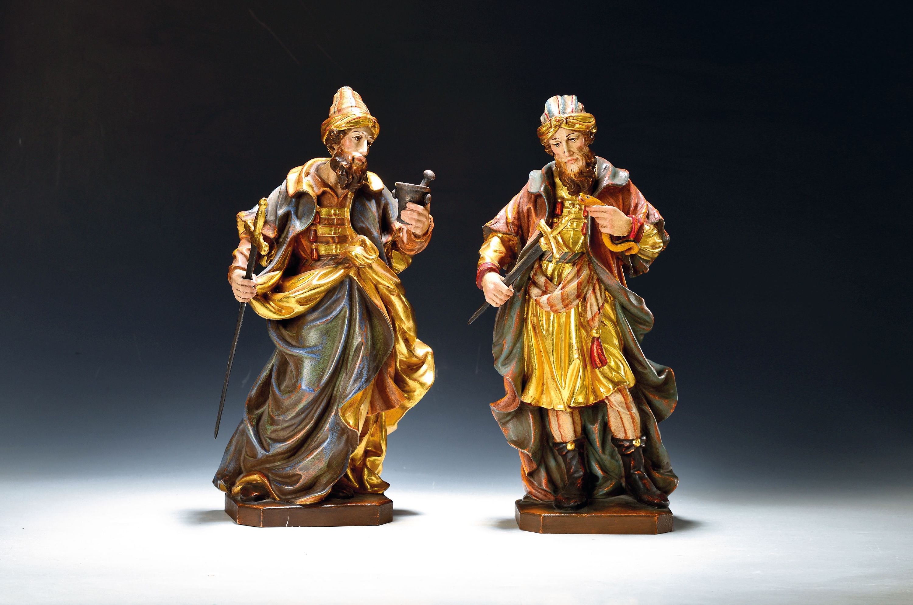Image 27136252 - Heiligenfiguren Kosmas und Damian, alpenländisch, 2.Hälfte 20.Jh., Holz vollplastisch ...