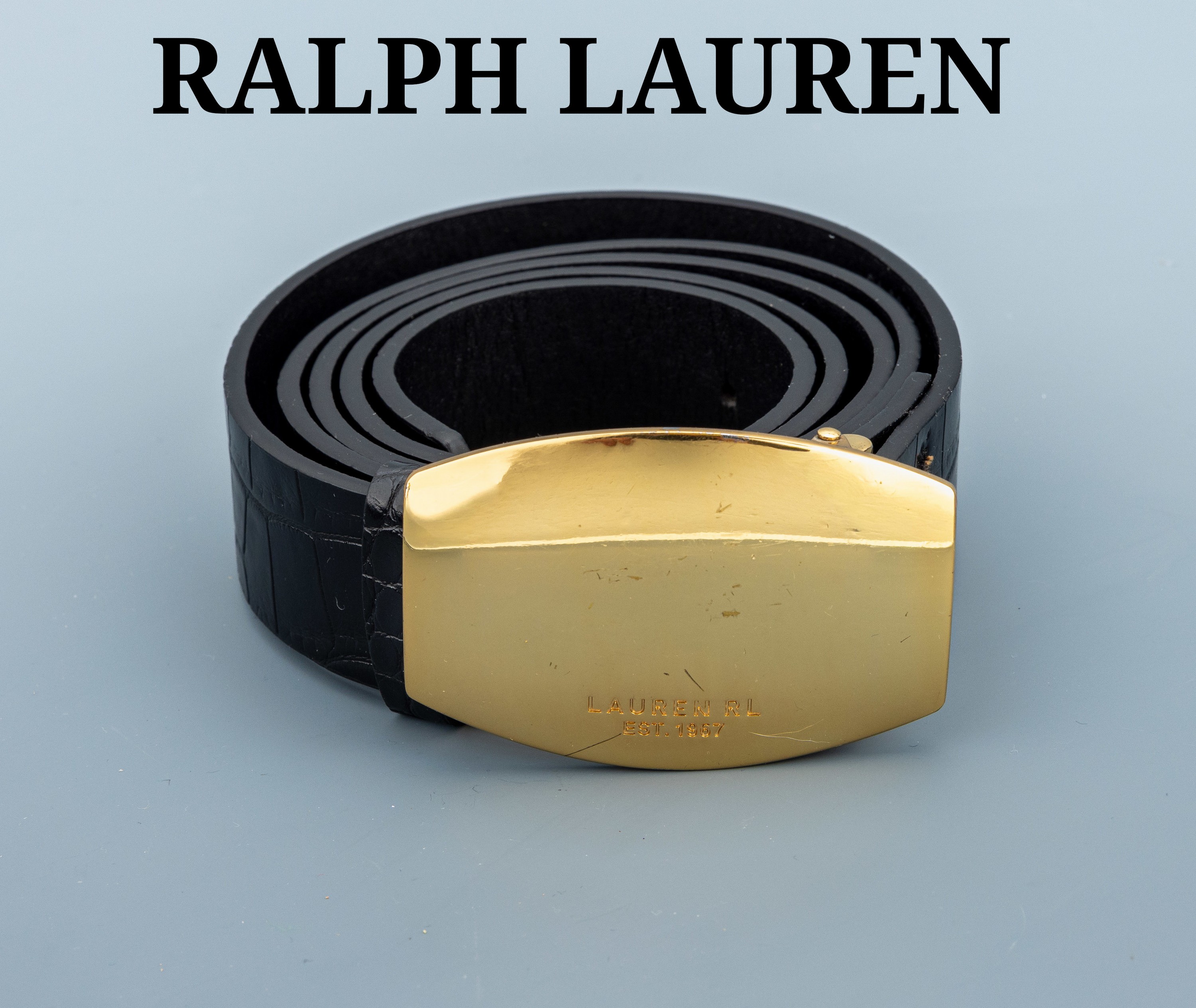 Image 27136266 - RALPH LAUREN Gürtelschließe, Metall verg., schlicht, an schwarzem Kunstledergürtel ...