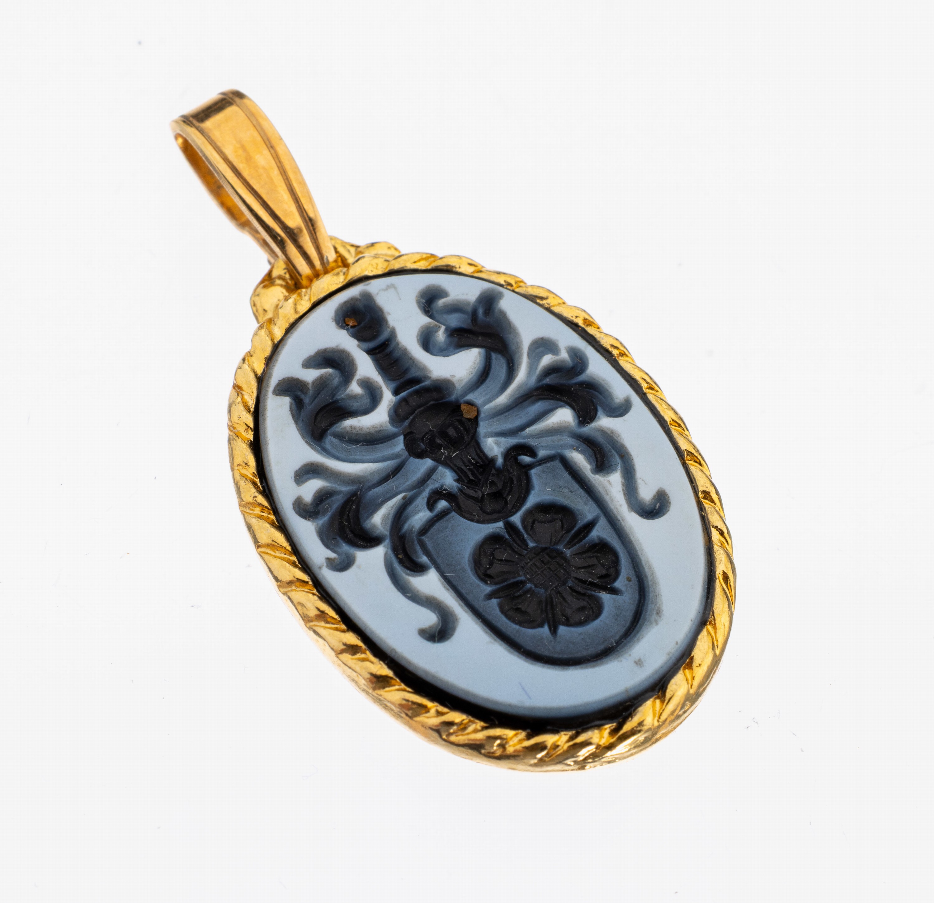 Image 27136293 - Achat-Anhänger, 925er Silber verg., ovaler Lagenachat, intaglio, Darstellung eines ...
