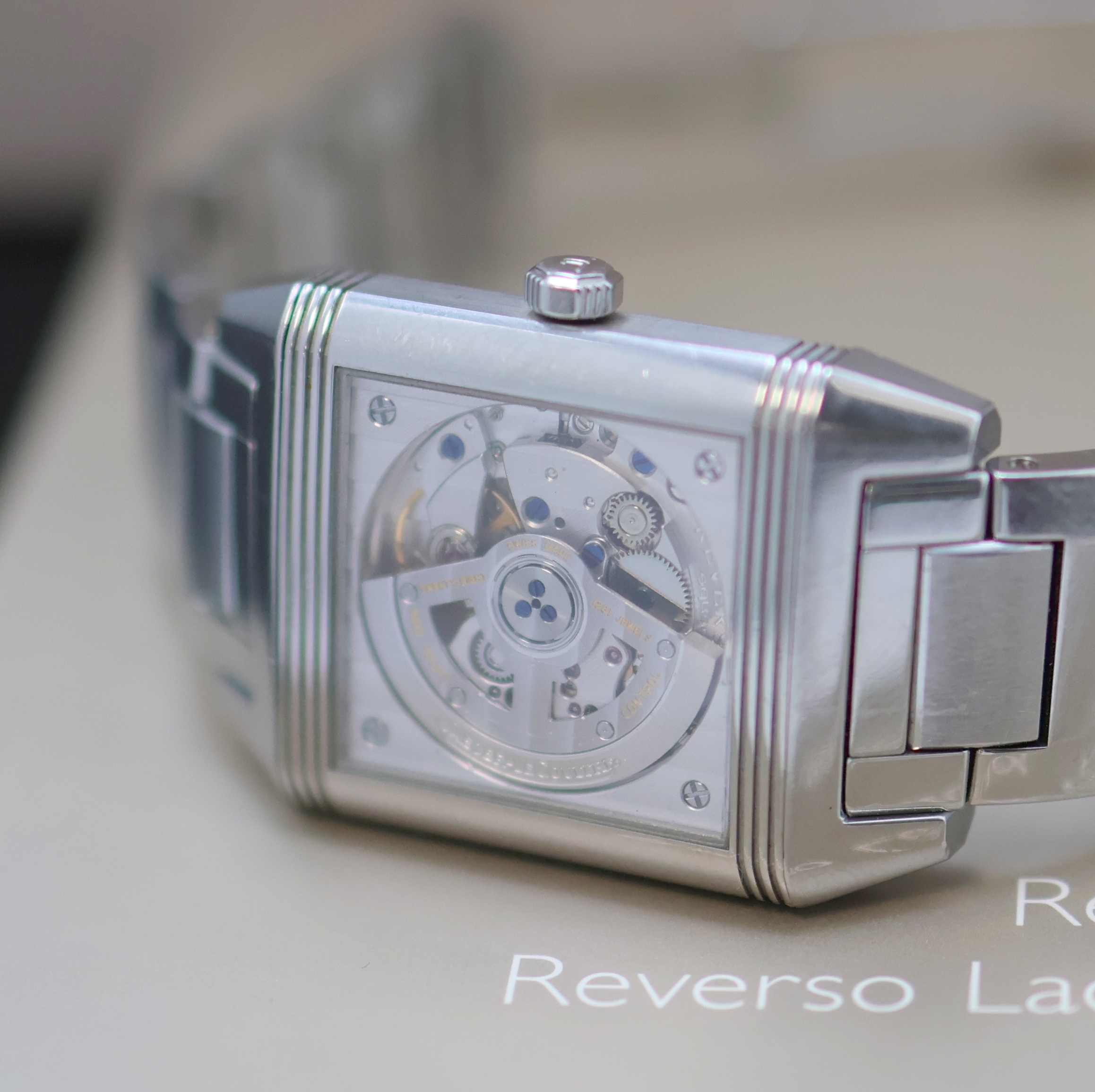 Detail g: Jaeger-LeCoultre Reverso Squadra Armbanduhr Referenz 234.8.66, Schweiz verk. lt. beil. Pap. 03/2015, Automatik, um 180 Grad drehb. Wendegeh. inkl. ...