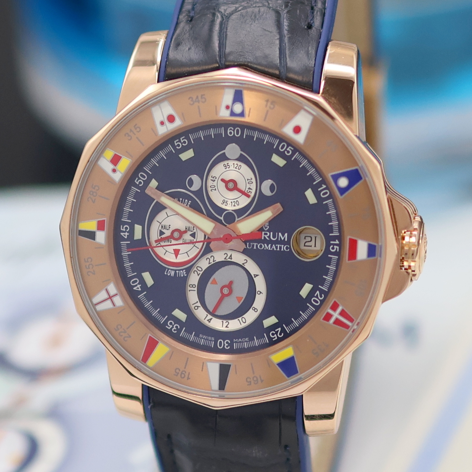 Detail a: CORUM Admiral`s Cup "Marée" Chronometer Herrenarmbanduhr in RoseG 750/000 Referenz 977.630.55, Schweiz verk. lt. beil. Pap. 06/2003, ...