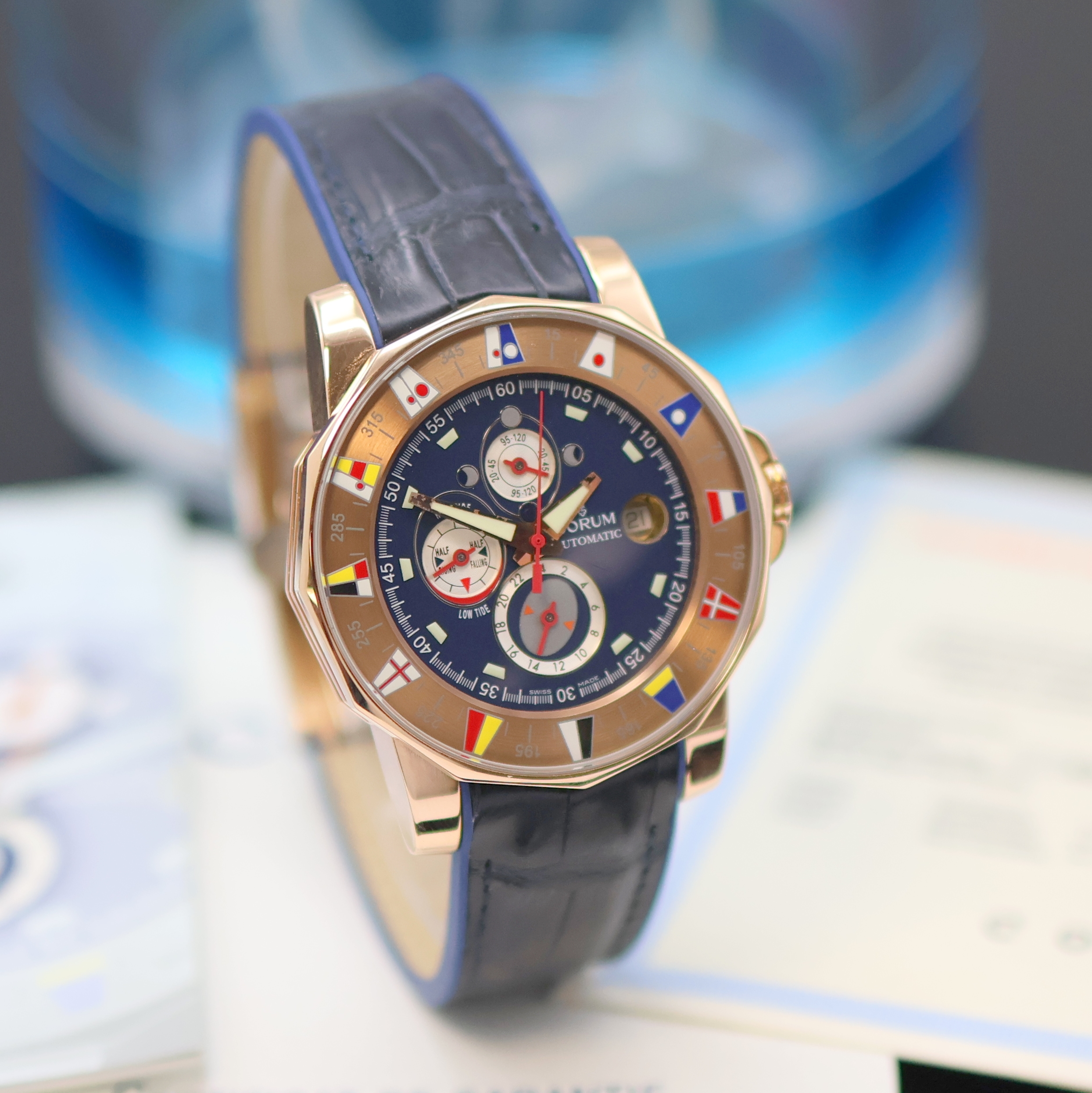 Detail b: CORUM Admiral`s Cup "Marée" Chronometer Herrenarmbanduhr in RoseG 750/000 Referenz 977.630.55, Schweiz verk. lt. beil. Pap. 06/2003, ...