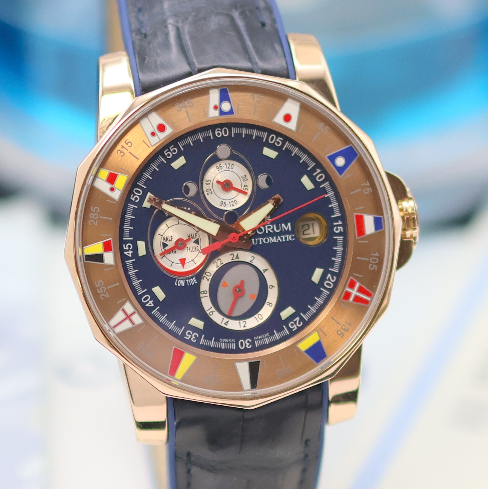 Detail c: CORUM Admiral`s Cup "Marée" Chronometer Herrenarmbanduhr in RoseG 750/000 Referenz 977.630.55, Schweiz verk. lt. beil. Pap. 06/2003, ...
