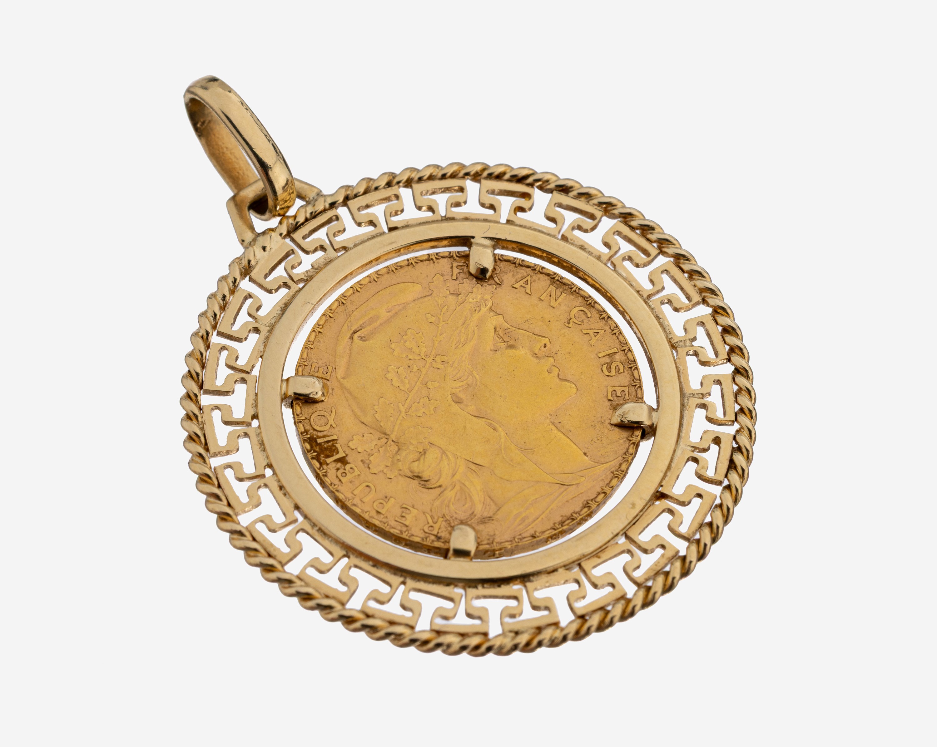 Image 27136329 - 14 kt Gold Münz-Anhänger, GG 585/000, lose gefasste Goldmünze, 20 Francs, 1914, ...