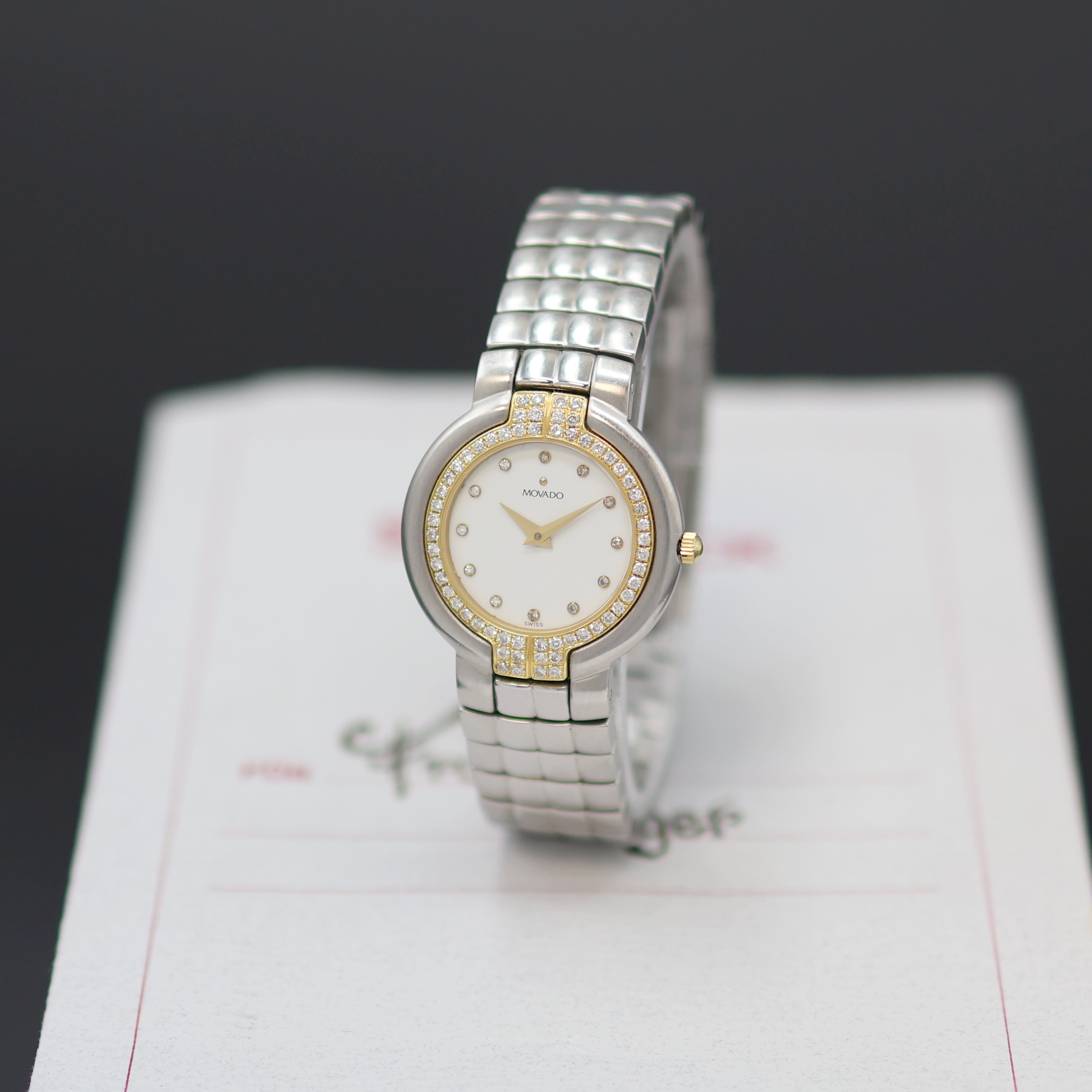 Image 27136330 - MOVADO Damenarmbanduhr mit Brillanten, Schweiz um 1998, quarz, Edelstahl/Gold komb. ...