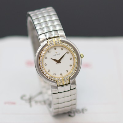 27136330b - MOVADO Damenarmbanduhr mit Brillanten, Schweiz um 1998, quarz, Edelstahl/Gold komb. ...