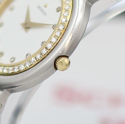 27136330c - MOVADO Damenarmbanduhr mit Brillanten, Schweiz um 1998, quarz, Edelstahl/Gold komb. ...