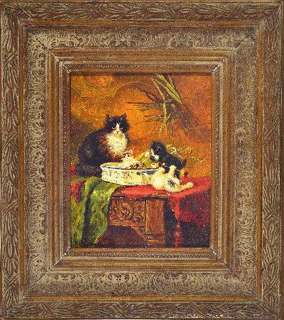 27136455k - Cornelis Raaphorst, 1875-1954, niederländischer Maler, drei junge Katzen spielen auf ...