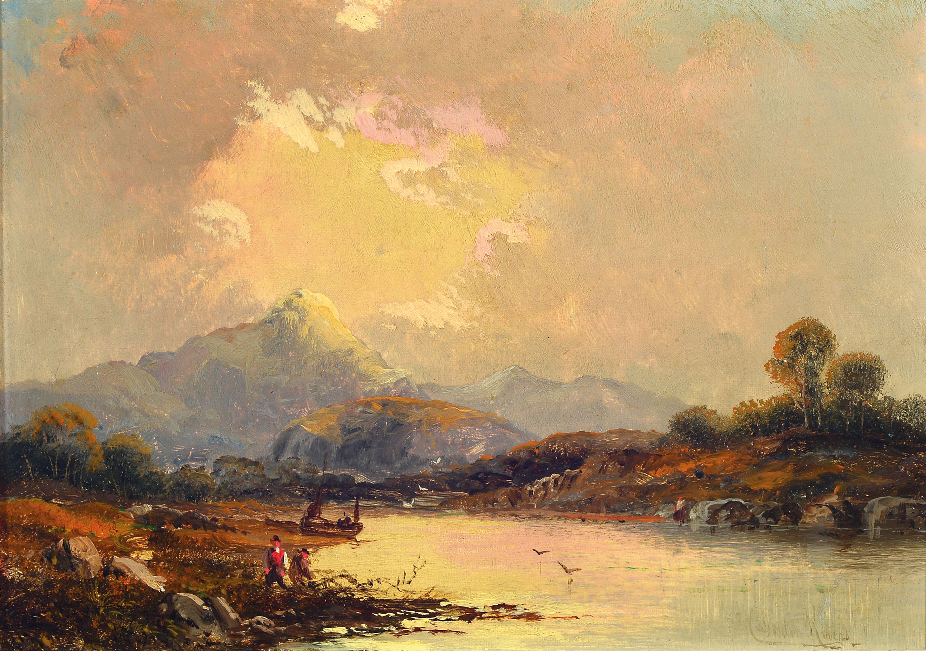 Image 27136590 - C. Denton Rivers, britisch, Ende 19.Jh., wohl schottische Seenlandschaft mit ...