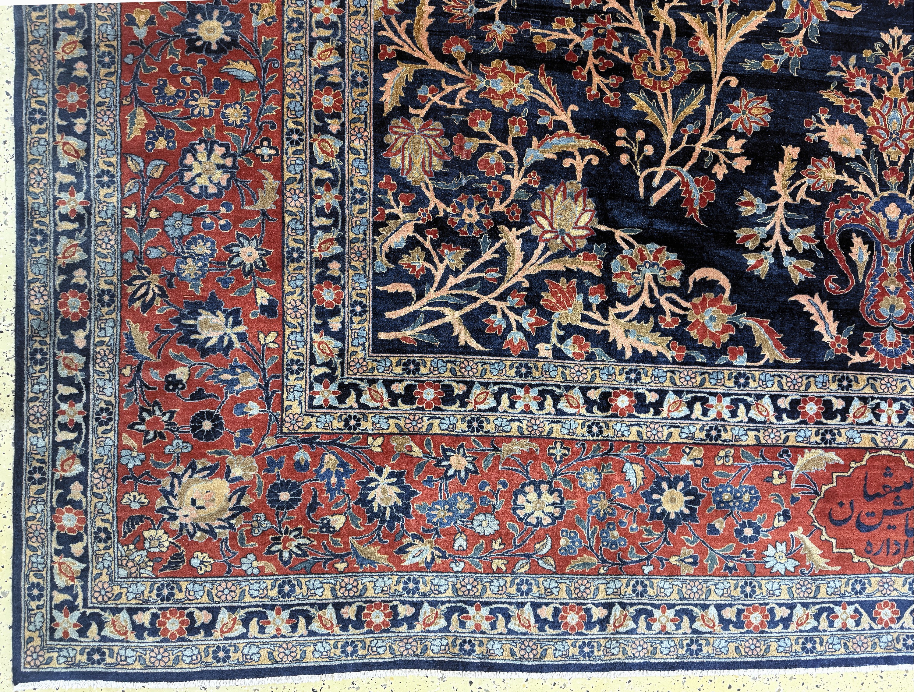 Detail b: "Manchester"Keschan antik, Persien, signiert(Auftragsarbeit), um 1900 Manchester-Korkwolle auf Baumwolle, ca. 500 x 333 cm, EHZ: 3