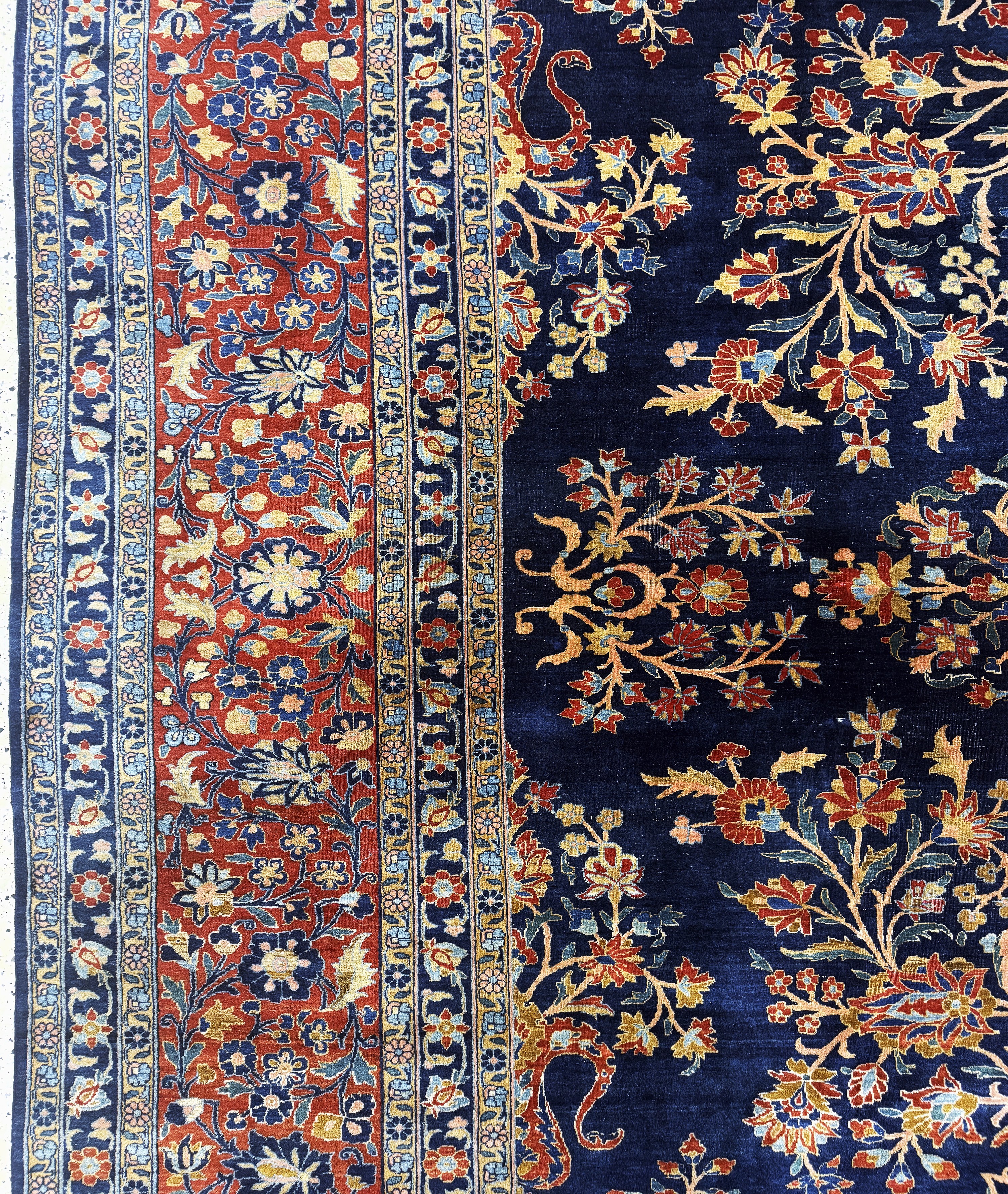 Detail d: "Manchester"Keschan antik, Persien, signiert(Auftragsarbeit), um 1900 Manchester-Korkwolle auf Baumwolle, ca. 500 x 333 cm, EHZ: 3