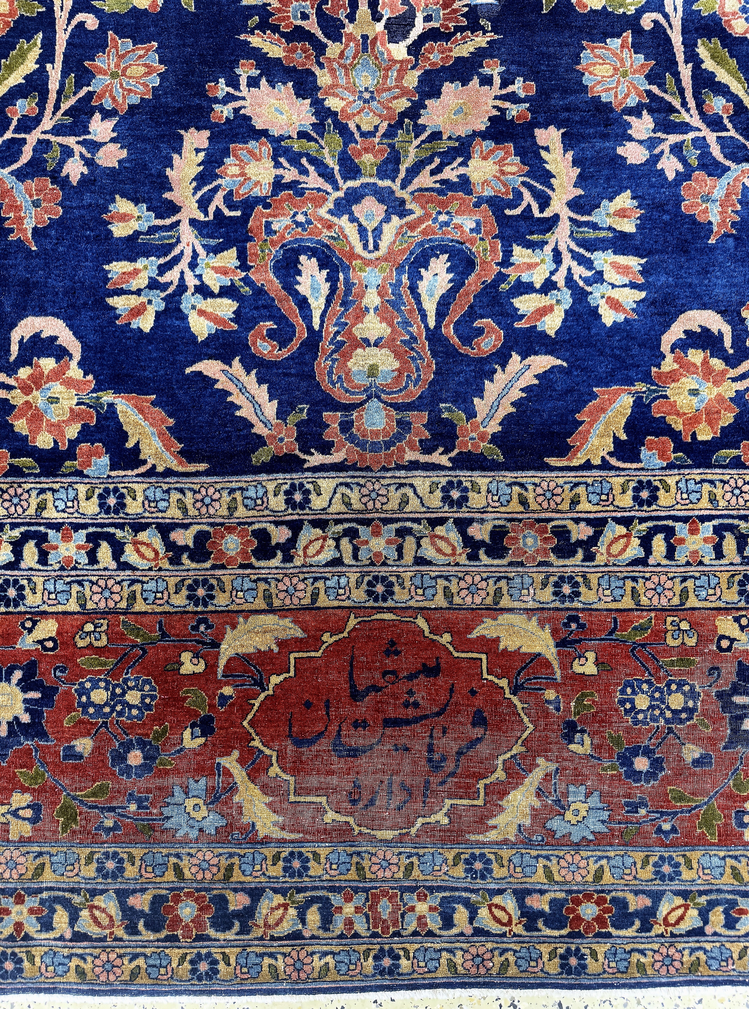 Detail i: "Manchester"Keschan antik, Persien, signiert(Auftragsarbeit), um 1900 Manchester-Korkwolle auf Baumwolle, ca. 500 x 333 cm, EHZ: 3