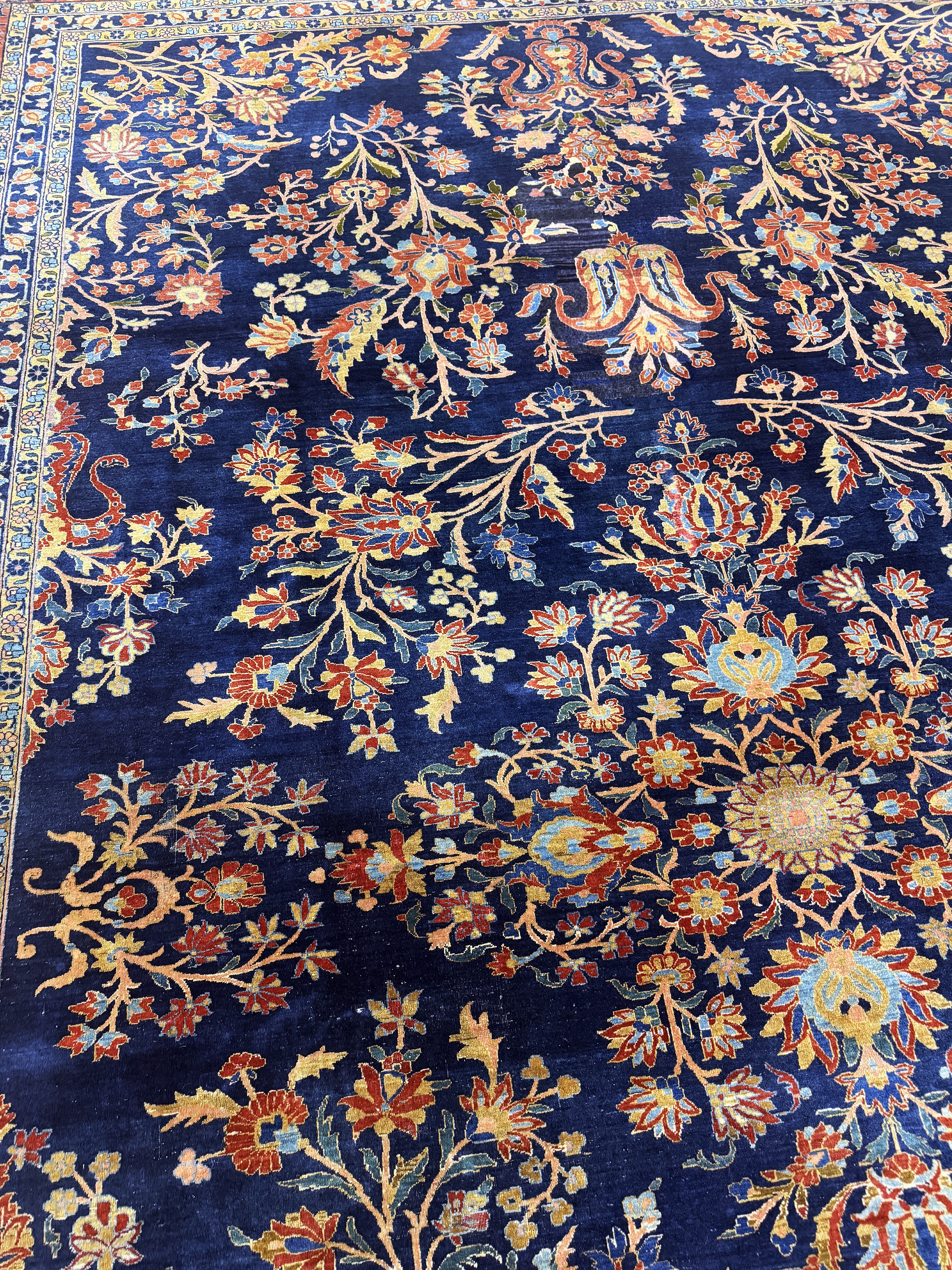 Detail k: "Manchester"Keschan antik, Persien, signiert(Auftragsarbeit), um 1900 Manchester-Korkwolle auf Baumwolle, ca. 500 x 333 cm, EHZ: 3