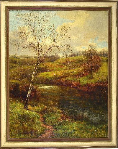 27136587k - Enoch Crosland, 1860-1935 britisch, ´Spring Time on the Derwent at Cromford with view of ...