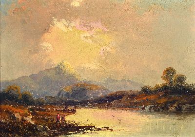 Image C. Denton Rivers, British, late 19th century, probably Scottish lake landscape with ...