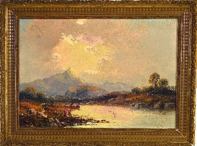 27136590k - C. Denton Rivers, britisch, Ende 19.Jh., wohl schottische Seenlandschaft mit ...