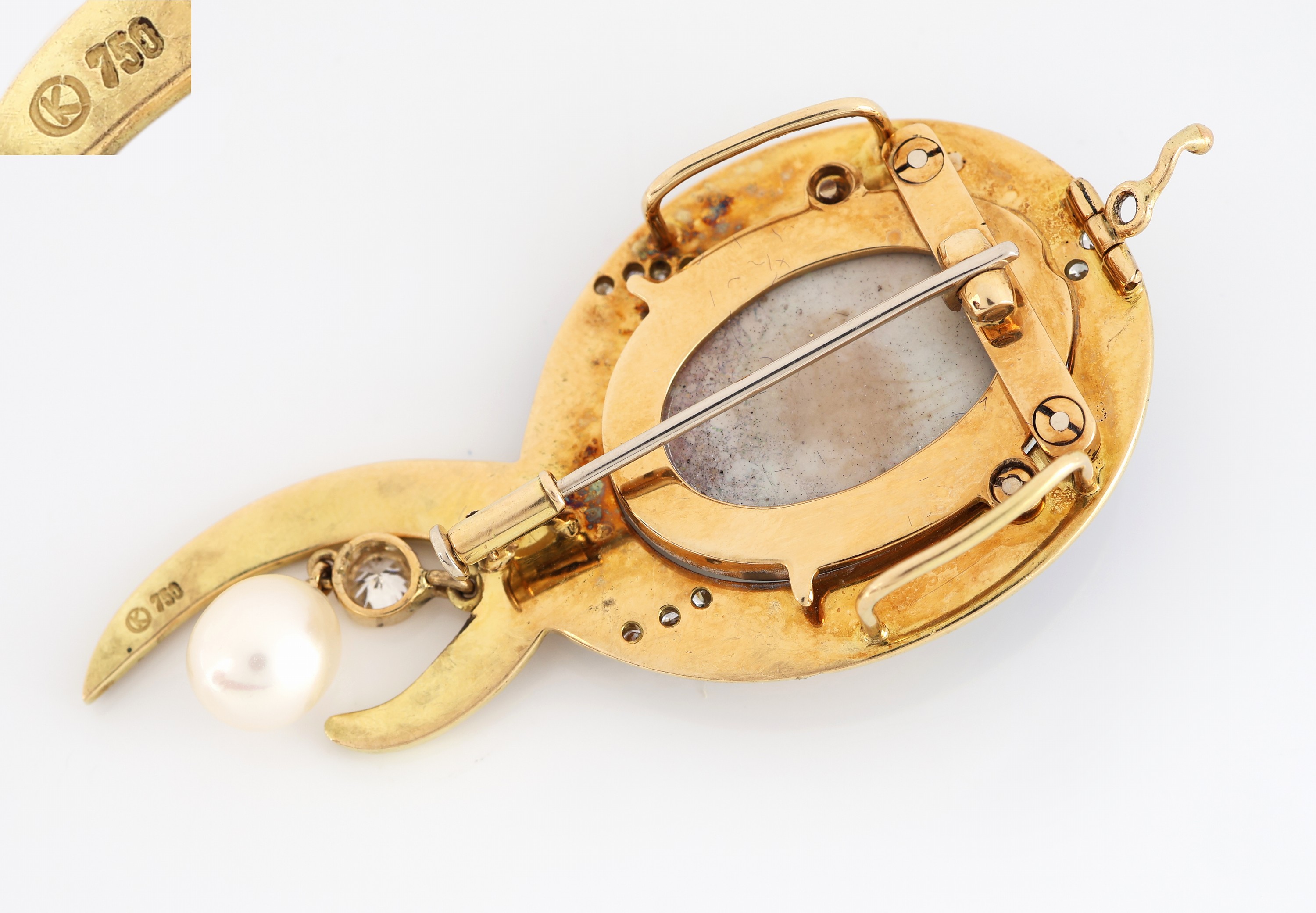 Detail d: OTTO KLEIN Aquamarin-Collier mit 18 kt Gold Opal-Saphir-Brillant-Perl-Mittelteil, GG 750/00, 4-rhg. facett. Aquamarin-Linsen in versch. Farbnuancen, ...