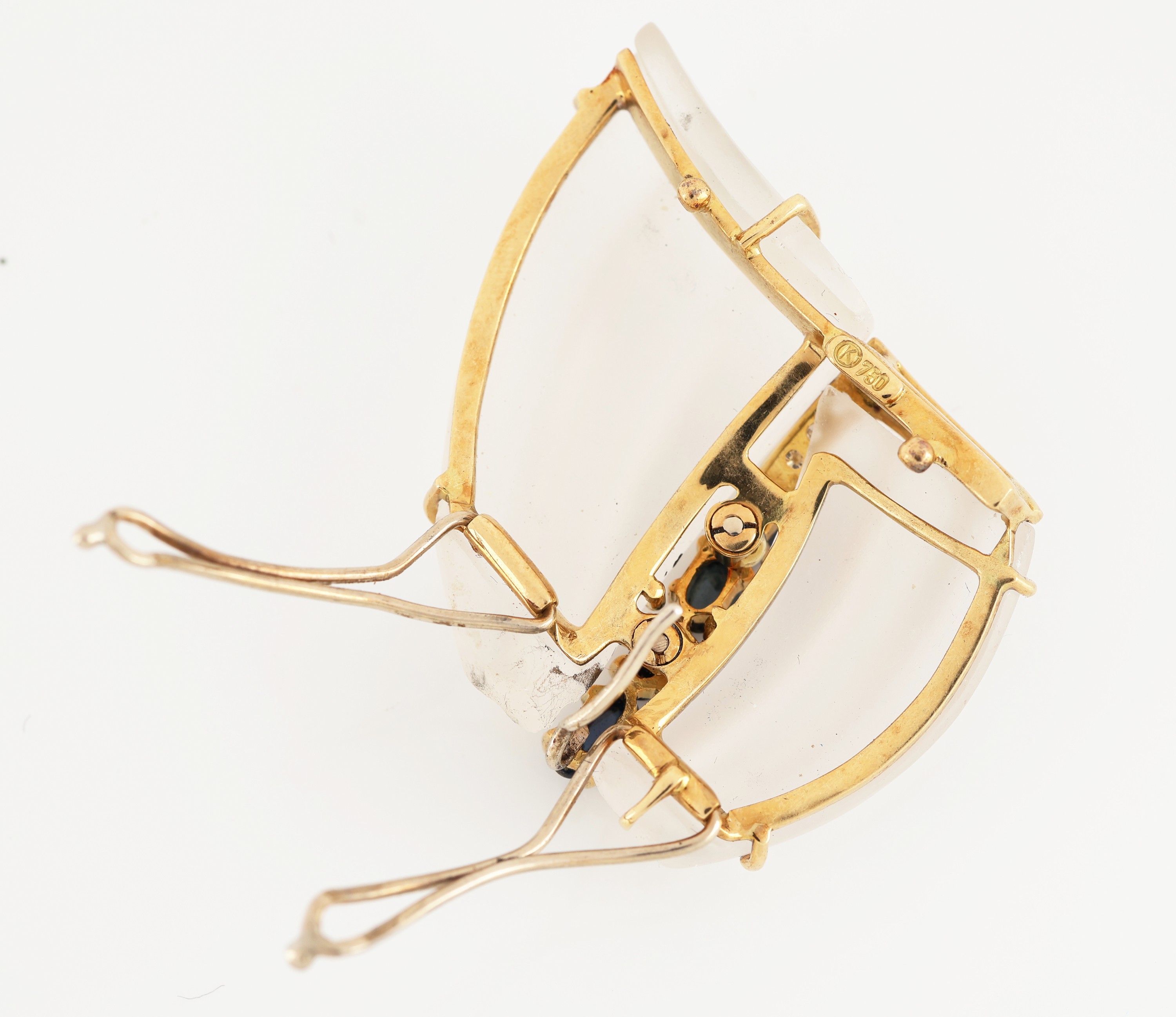 Detail f: OTTO KLEIN Aquamarin-Collier mit 18 kt Gold Opal-Saphir-Brillant-Perl-Mittelteil, GG 750/00, 4-rhg. facett. Aquamarin-Linsen in versch. Farbnuancen, ...
