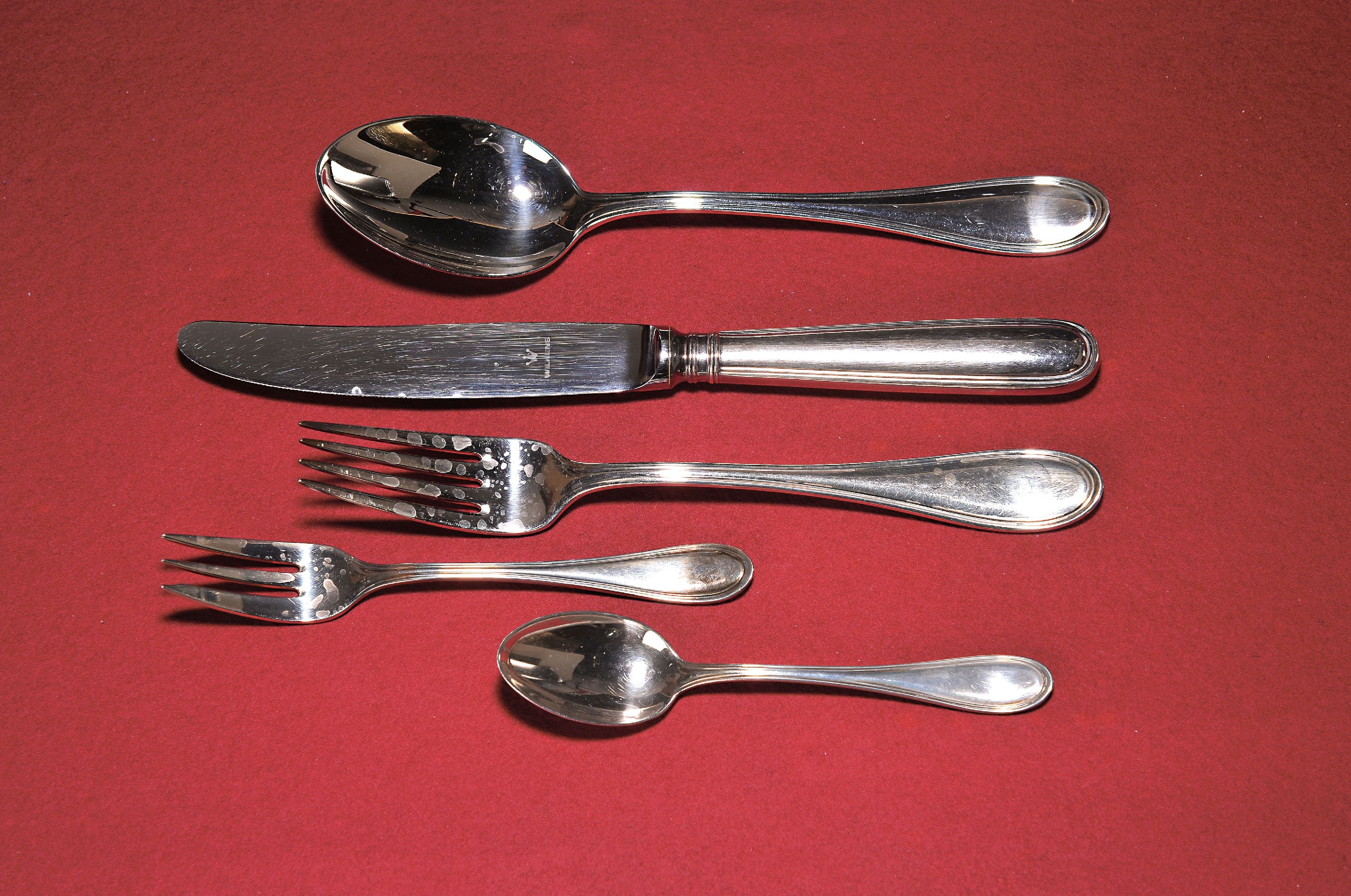 Image 27136605 - Silber Tafelbesteck, Wilkens, Faden, Sterlingsilber, 6 Messer, 6 Gabeln, 6 ...