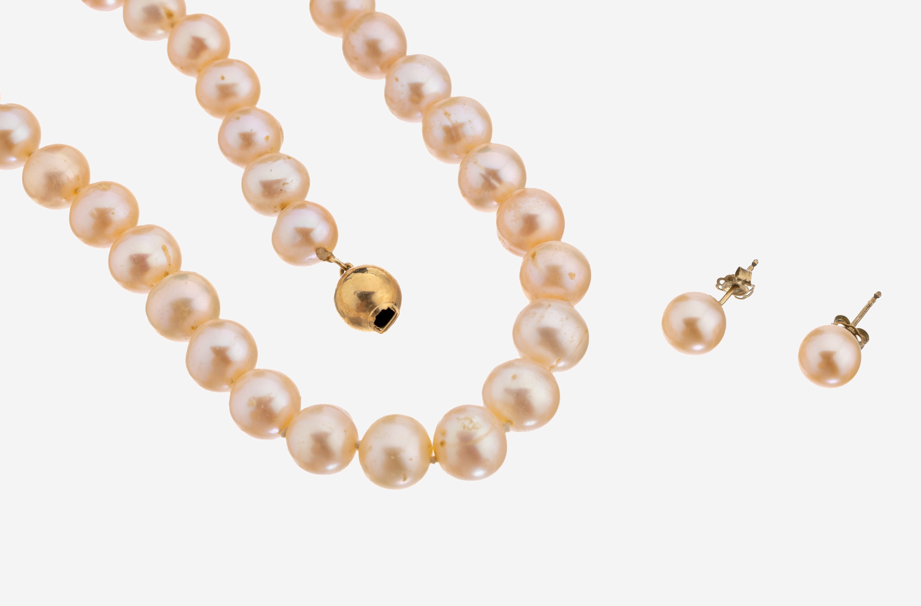 Image 27136608 - Perl-Collier mit 14 kt Gold Schließe, GG 585/000, l. barocke rosefarb. ...