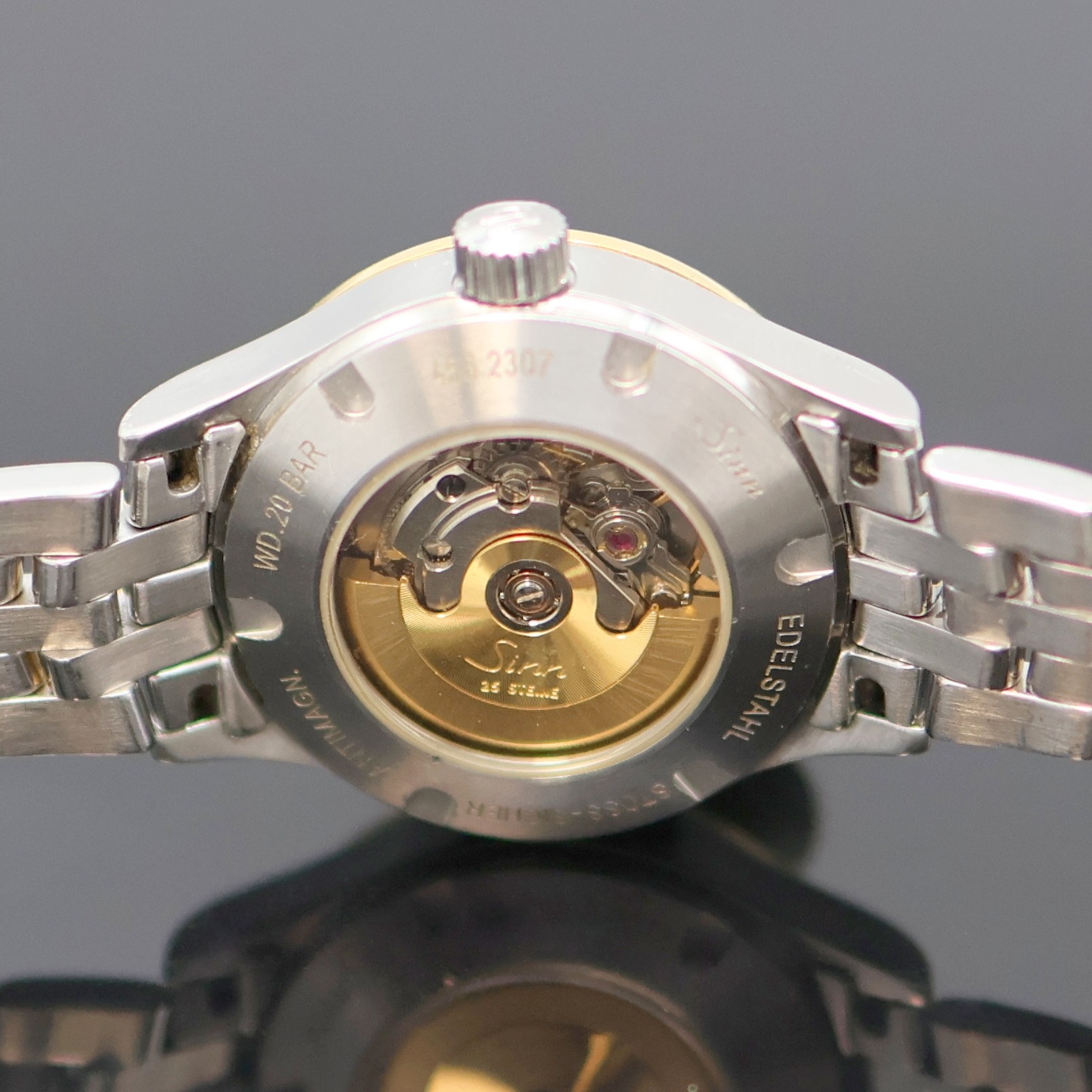Detail e: SINN Damenarmbanduhr Referenz 456 St GG, Automatik, Deutschland / Schweiz um 2000, beids. vergl. Geh. in Stahl/Gold kombiniert inkl. Gliederband m. ...