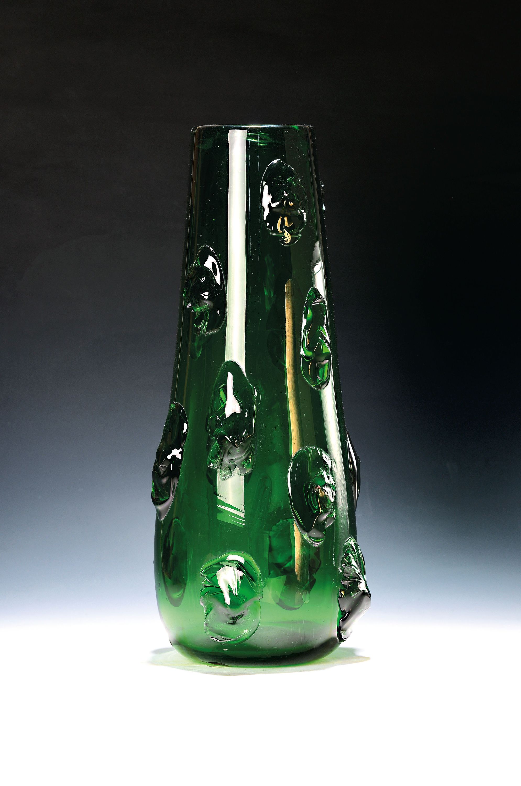 Image 27136680 - Große Noppenglasvase, Empoli, Italien, 1950 -70er-Jahre, grünes Verde di Empoli-Glas, ...