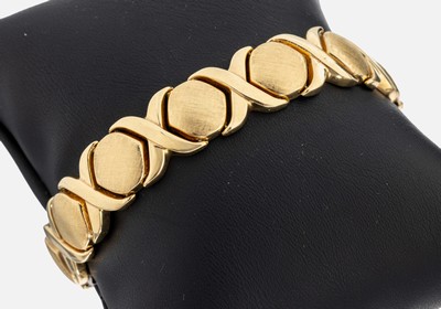 Image 14 kt gold bracelet , YG 585/000, part. satin finished, l. approx. 19.5 cm, case lock ...