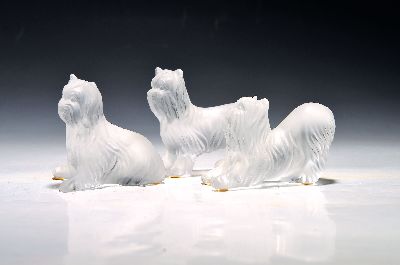Image 3 Kristallglasfigurinen, Terrier, Lalique, Frankreich, 1980er-Jahre, Entw. Marie Lalique ...
