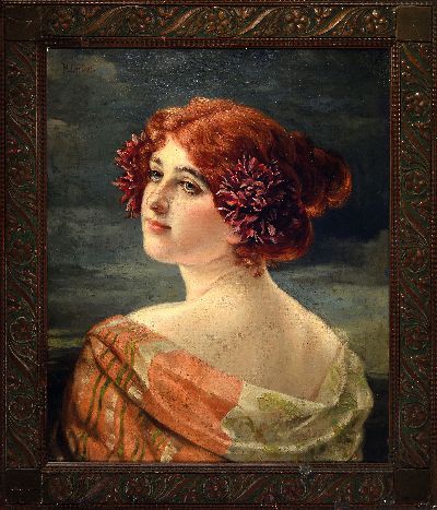 27136722k - Hans Laasner, 1864 Danzig-1920, ´Frauenbildnis´ so verso auf altem Etikett bezeichnet ...
