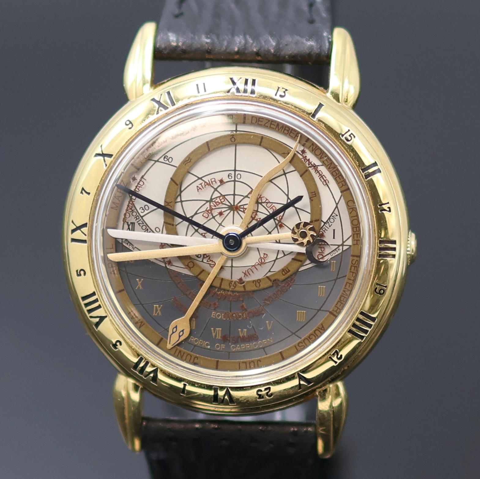 Detail a: ULYSSE NARDIN feine und seltene, astronomische Herrenarmbanduhr Astrolabium Galileo Galilei in GG 750/000 Referenz 951-22, Schweiz um 1990, ...