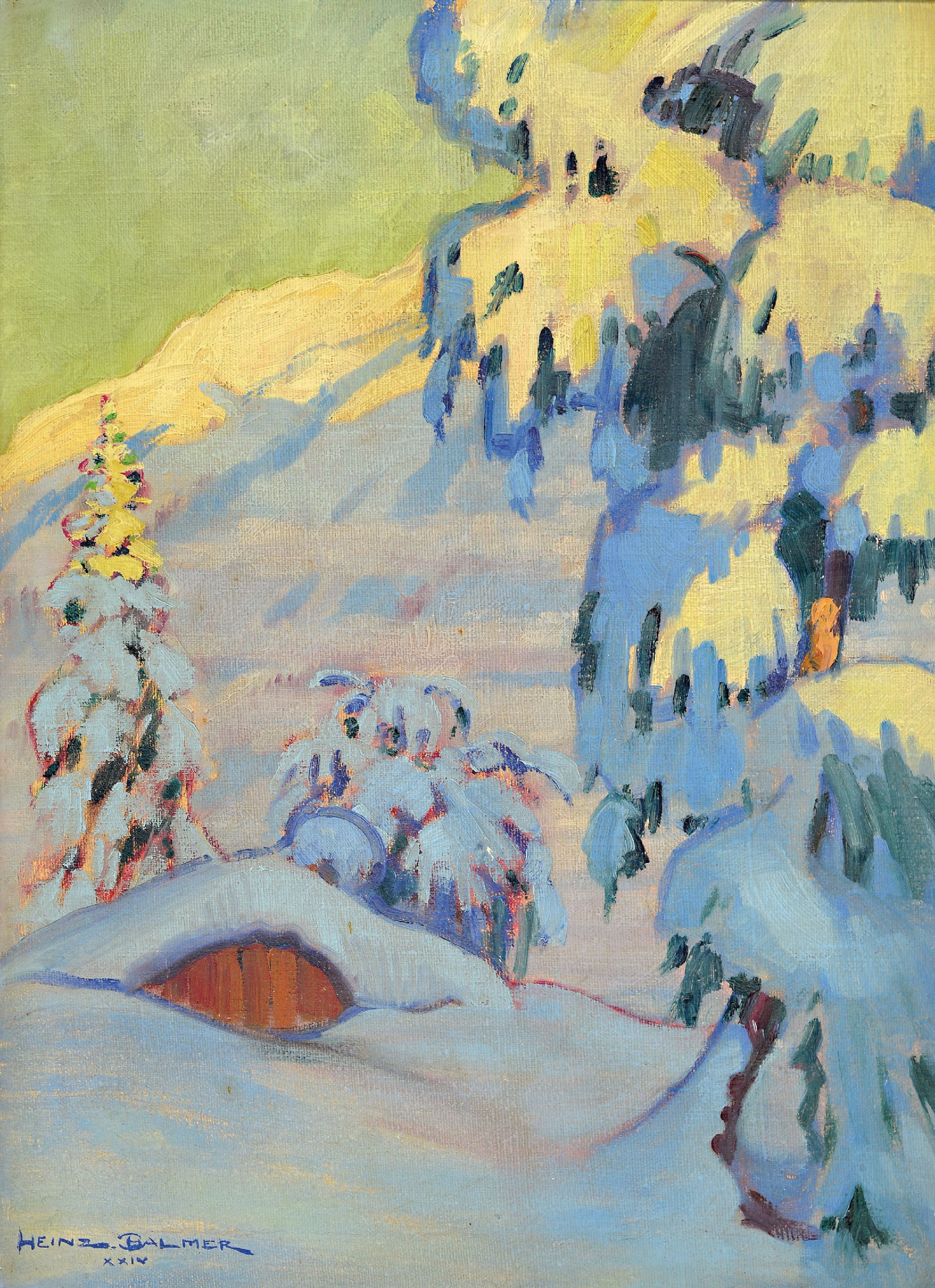 Image 27136837 - Heinz Balmer, 1903 Nidau-1964 Zofingen, expressive-realistic winter landscape, early ...