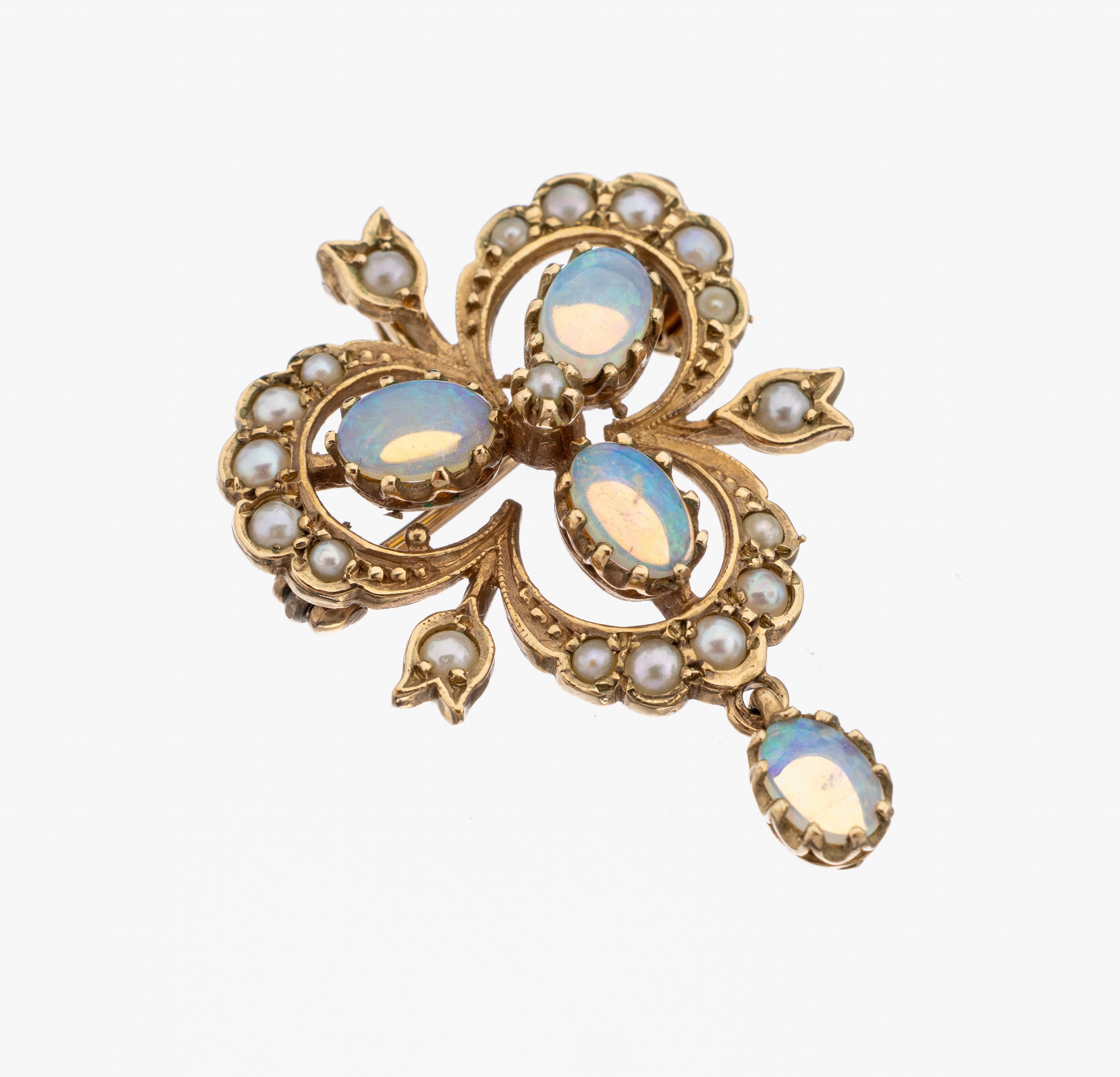 Image 27136841 - 9 kt Gold Opal-Perl-Brosche, England Sheffield1900-1910, GG 375/000, durchbrochen ...