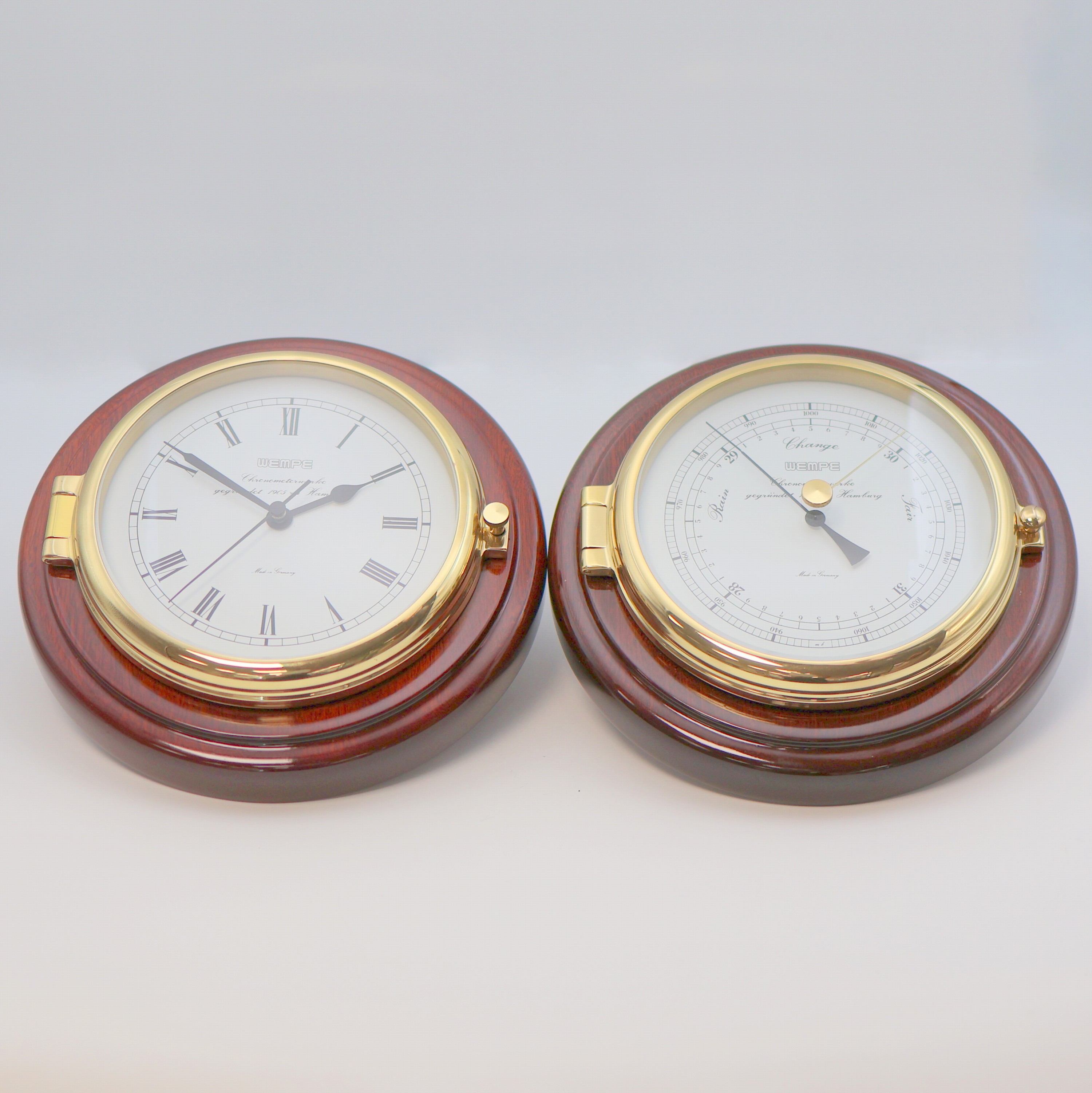 Image 27136843 - WEMPE Set bestehend aus Schiffswanduhr und Barometer, Deutschland um 2000, quarz- ...