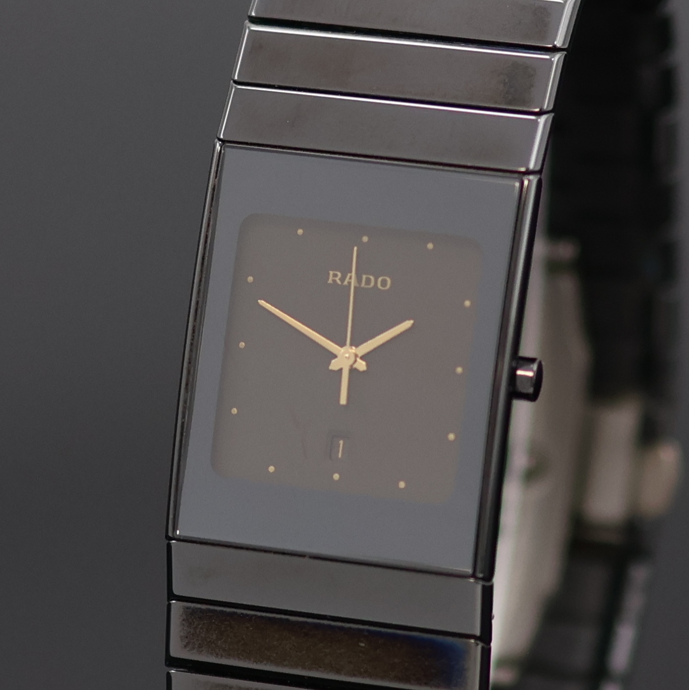 Detail a: RADO Diastar Armbanduhr Referenz 152.0347.3, quarz, Geh. u. Band in High-Tech Keramik, dopp. Faltschl. in Titan, Stahlboden aufgedr.,schwarzes ...