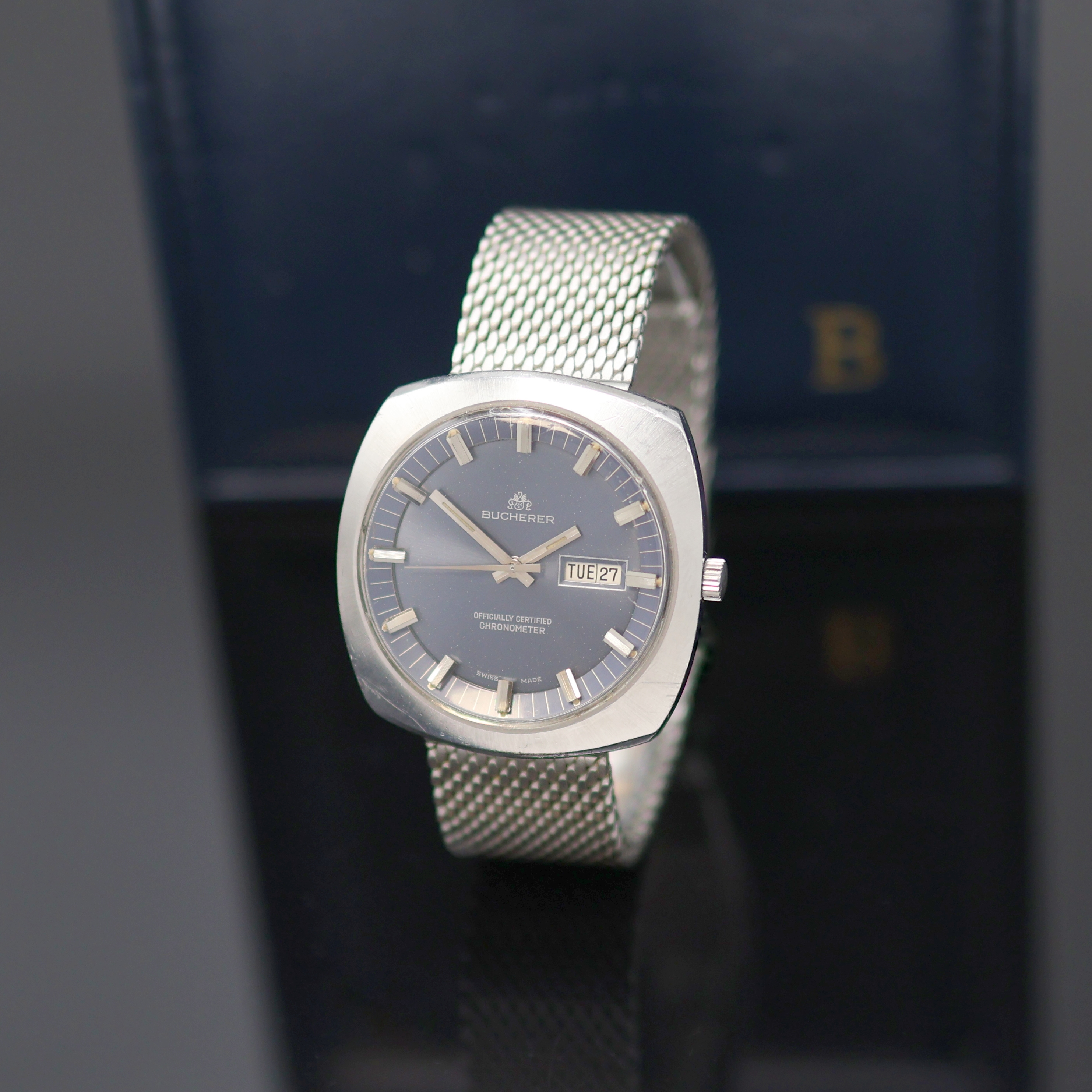 Image 27136883 - BUCHERER Armbandchronometer in Edelstahl, Schweiz um 1970, Automatik, Boden verschr., ...