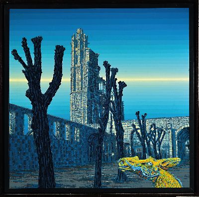 27136833k - Klaus Wendel, 1935 Wollmesheim-2005, ´Das singende Pferd´, Ansicht der Klosterruine ...