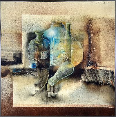 27136836k - Klaus Heinrich Keller, 1938-2018, Apotheken -Stillleben, rechts oben signiert und ...