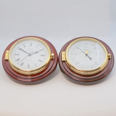 Image WEMPE set consisting of ships wall clock and barometer, Germany around 2000, quartz ...