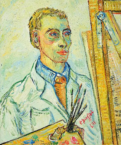 27136877k - Peter Dörffel, 1935 Halle-2021 Heidelberg, Selbstbildnis mit Palette an der Staffelei, ...