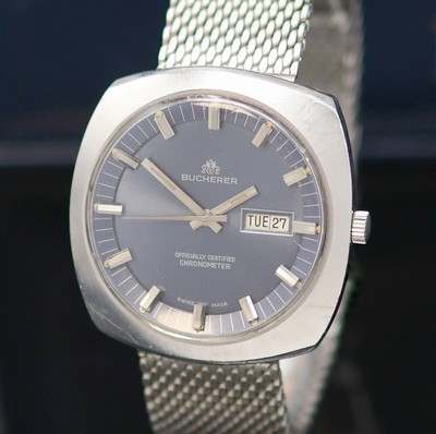 27136883a - BUCHERER Armbandchronometer in Edelstahl, Schweiz um 1970, Automatik, Boden verschr., ...