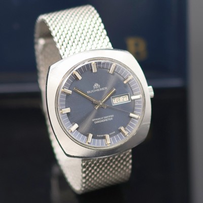 27136883b - BUCHERER Armbandchronometer in Edelstahl, Schweiz um 1970, Automatik, Boden verschr., ...