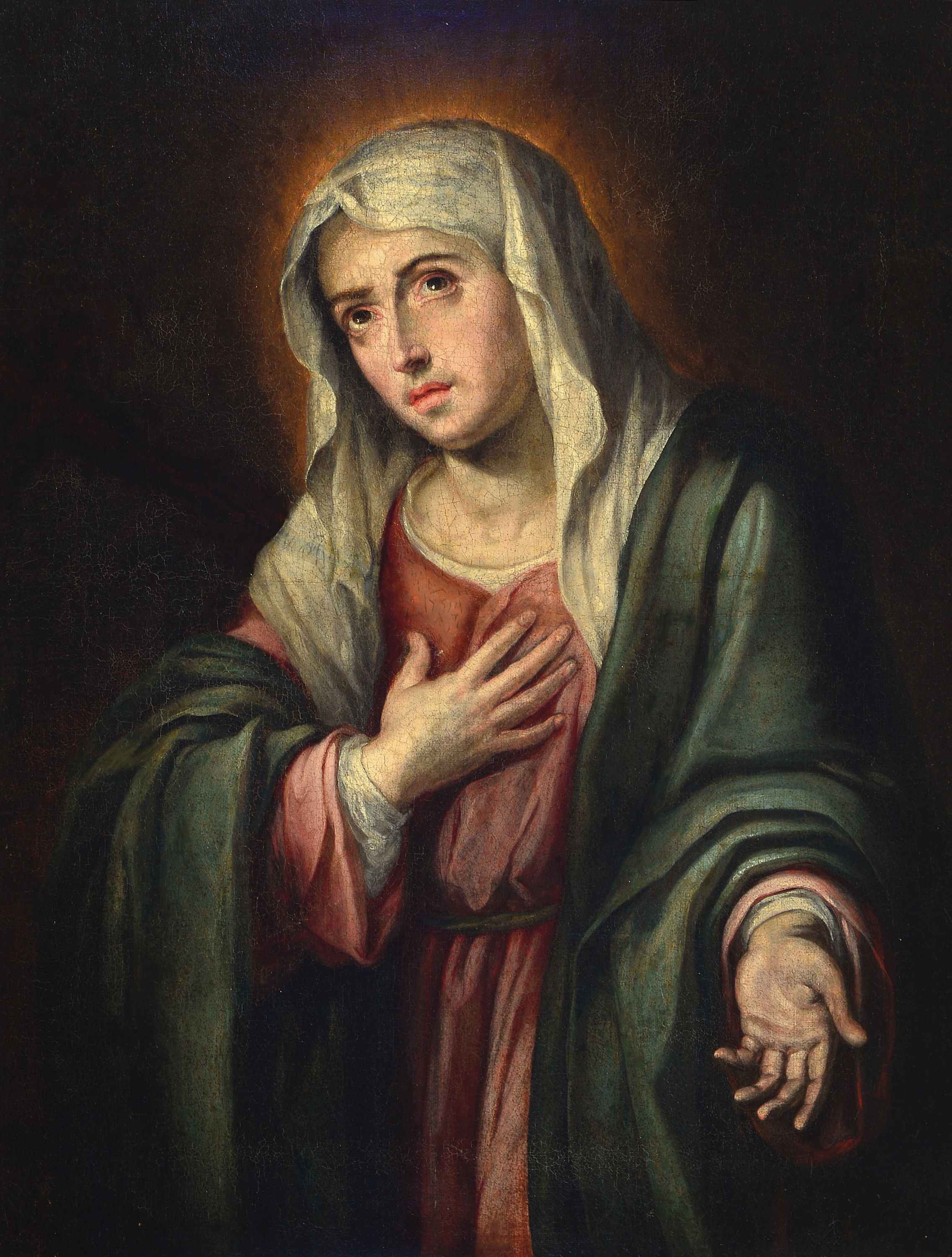 Image 27136983 - Unknown artist, 18th century, Mother of Sorrows, oil/canvas, unsigned, restored, lined, ...