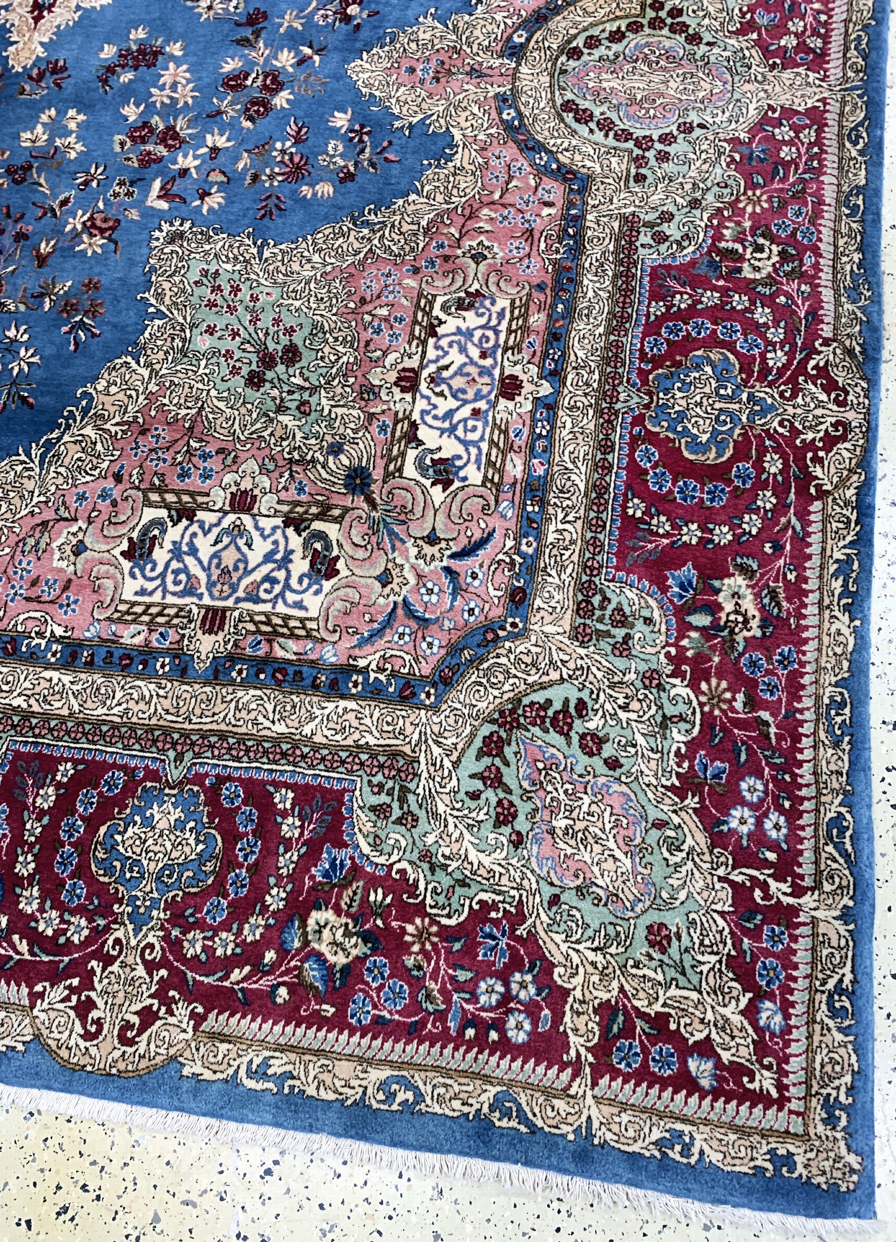 Detail a: Kerman fein, signiert, Persien, Ende 20.Jhd, Korkwolle auf Baumwolle, ca. 450 x 305cm, EHZ: 2