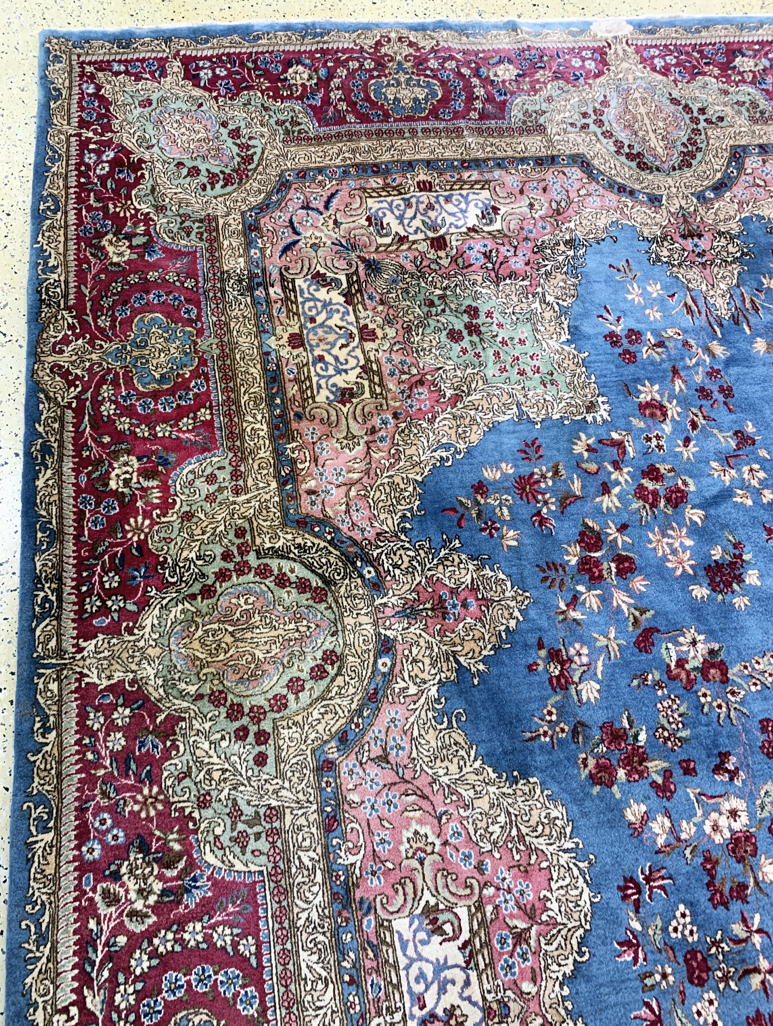 Detail c: Kerman fein, signiert, Persien, Ende 20.Jhd, Korkwolle auf Baumwolle, ca. 450 x 305cm, EHZ: 2