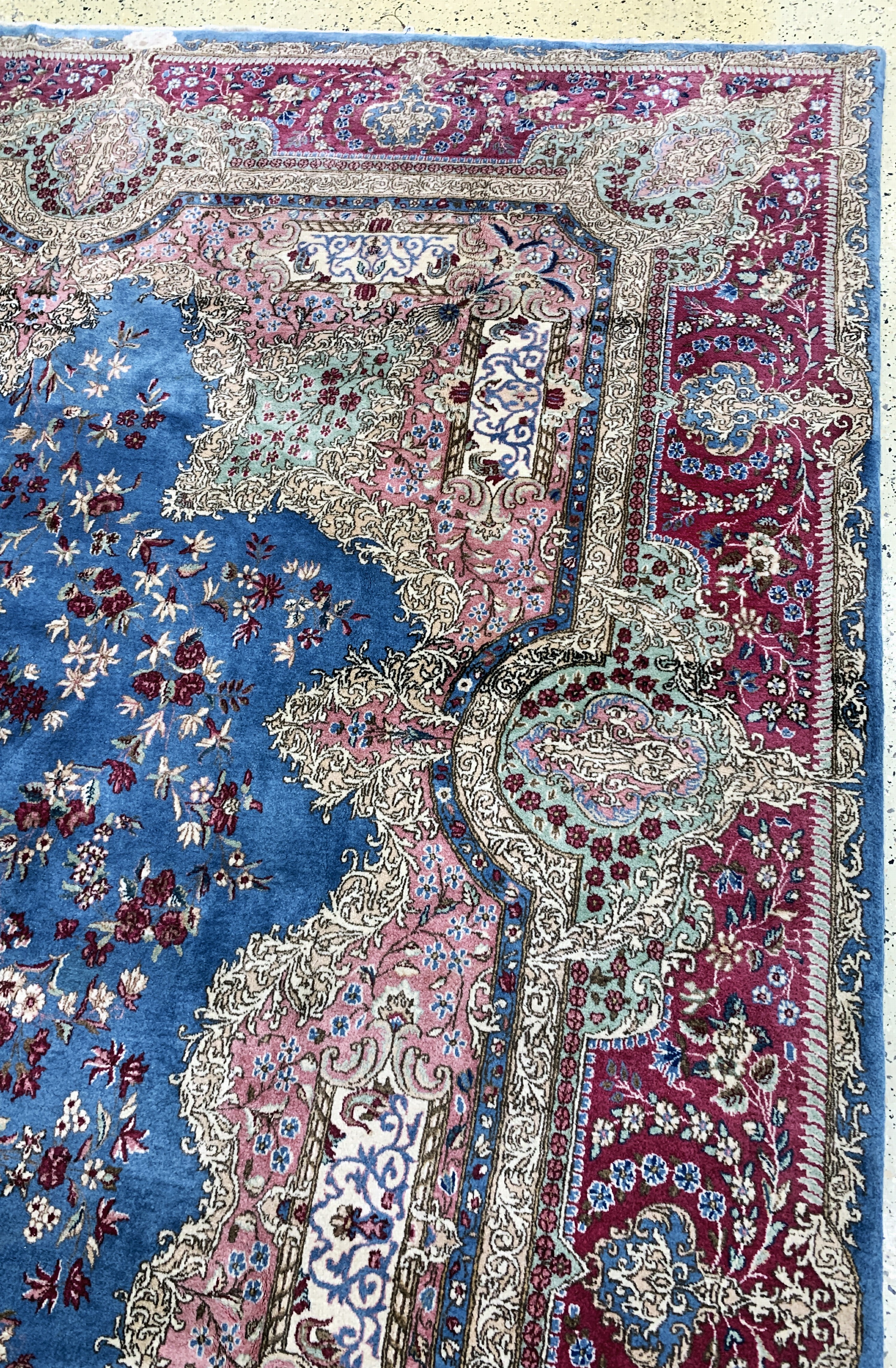 Detail d: Kerman fein, signiert, Persien, Ende 20.Jhd, Korkwolle auf Baumwolle, ca. 450 x 305cm, EHZ: 2