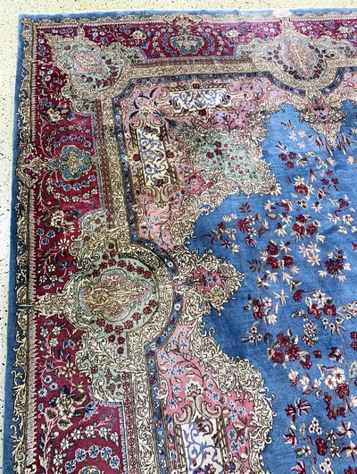 27137644c - Kerman fein, signiert, Persien, Ende 20.Jhd, Korkwolle auf Baumwolle, ca. 450 x 305cm, ...