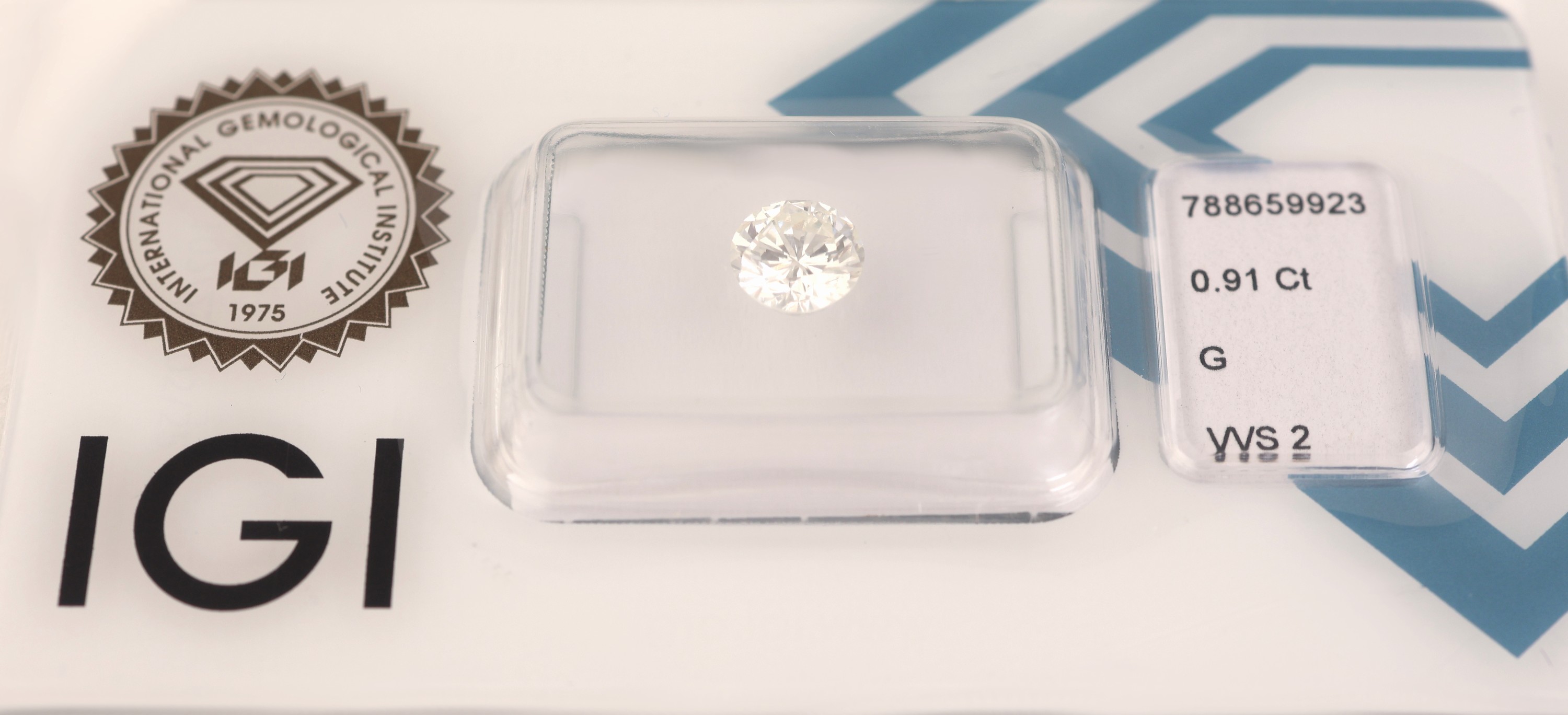 Detail a: Loser Brillant, 0.91 ct feines Weiß(G)/vvs2, eingeschweißt, IGI-Expertise anbei