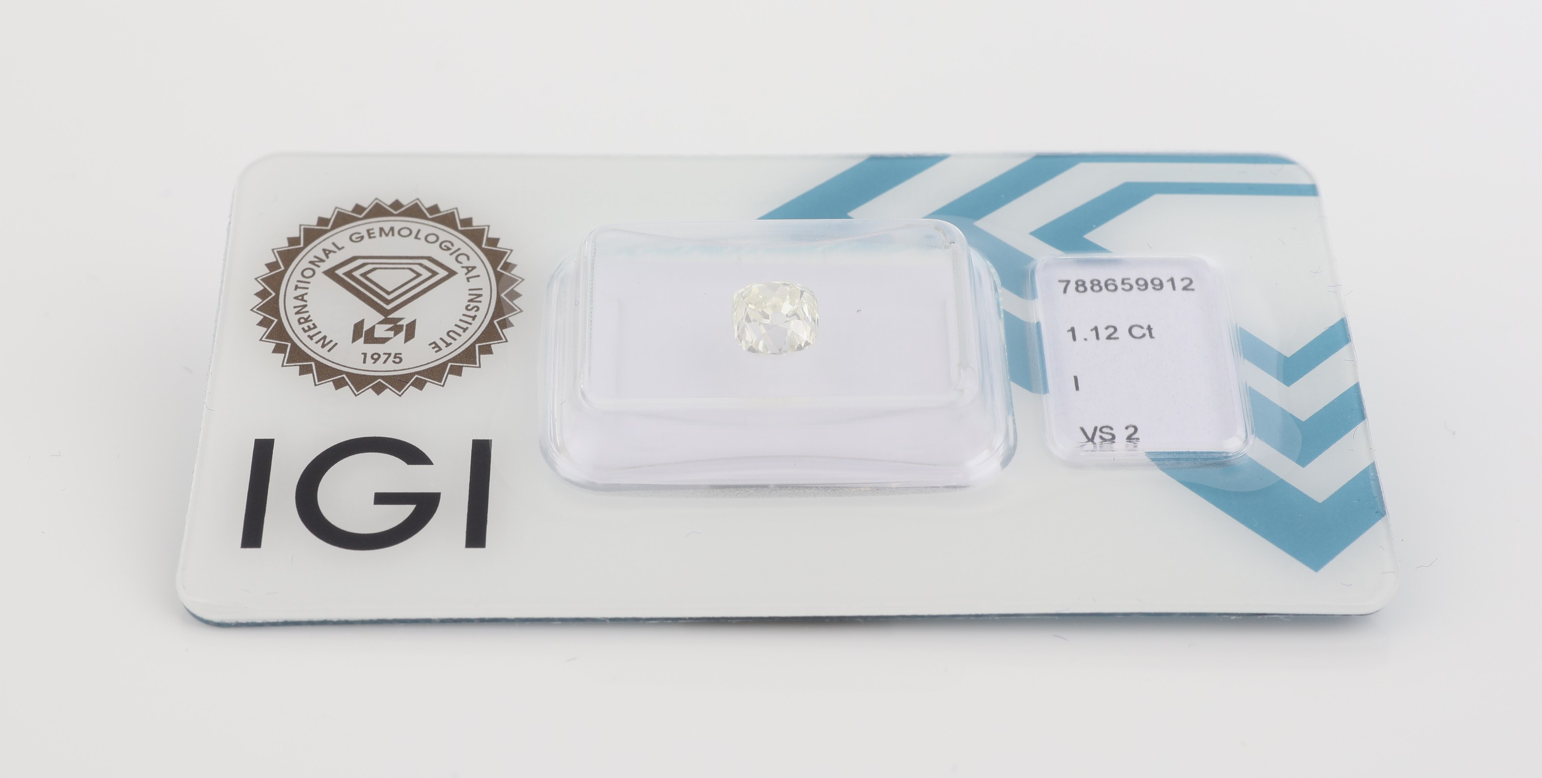 Image 27137838 - Loose old cut diamond, 1.12 ct Crystal (I)/vs2, Cushion Antique Brilliant, sealed, ...
