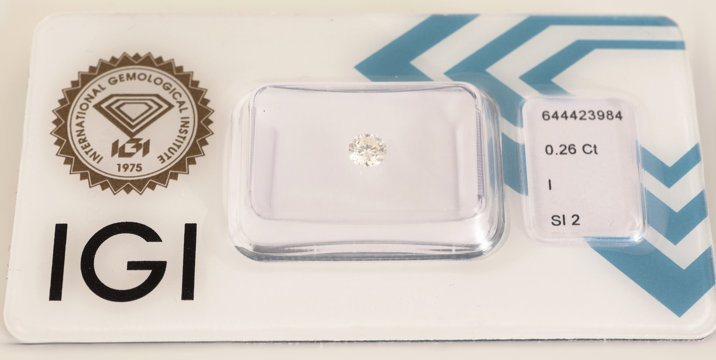 Image 27137853 - Loser Brillant, 0.26 ct l.get.Weiß(I)/si2, eingeschweißt, IGI-Expertise anbei ...